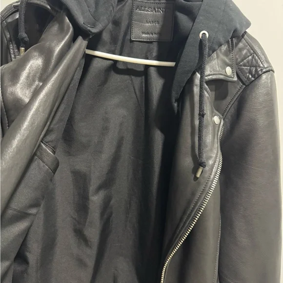All Saints Renzo Men’s Black Leather Biker Jacket - Picture 2 of 11
